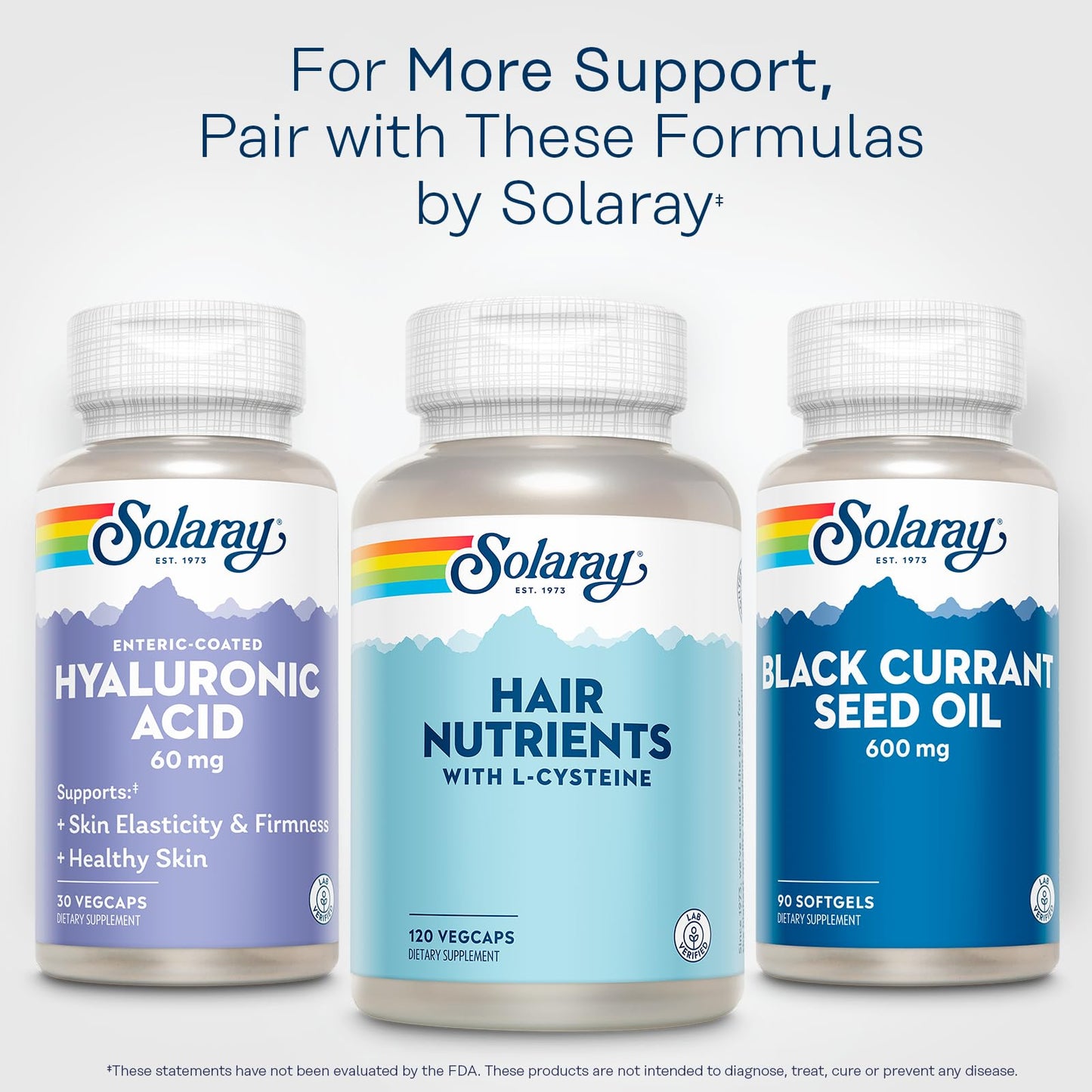 SOLARAY Hyaluronic Acid Triple Strength Capsules - Skin Elasticity and Firmness Support - Plus Vitamin C - Lab Verified, 30 VegCaps