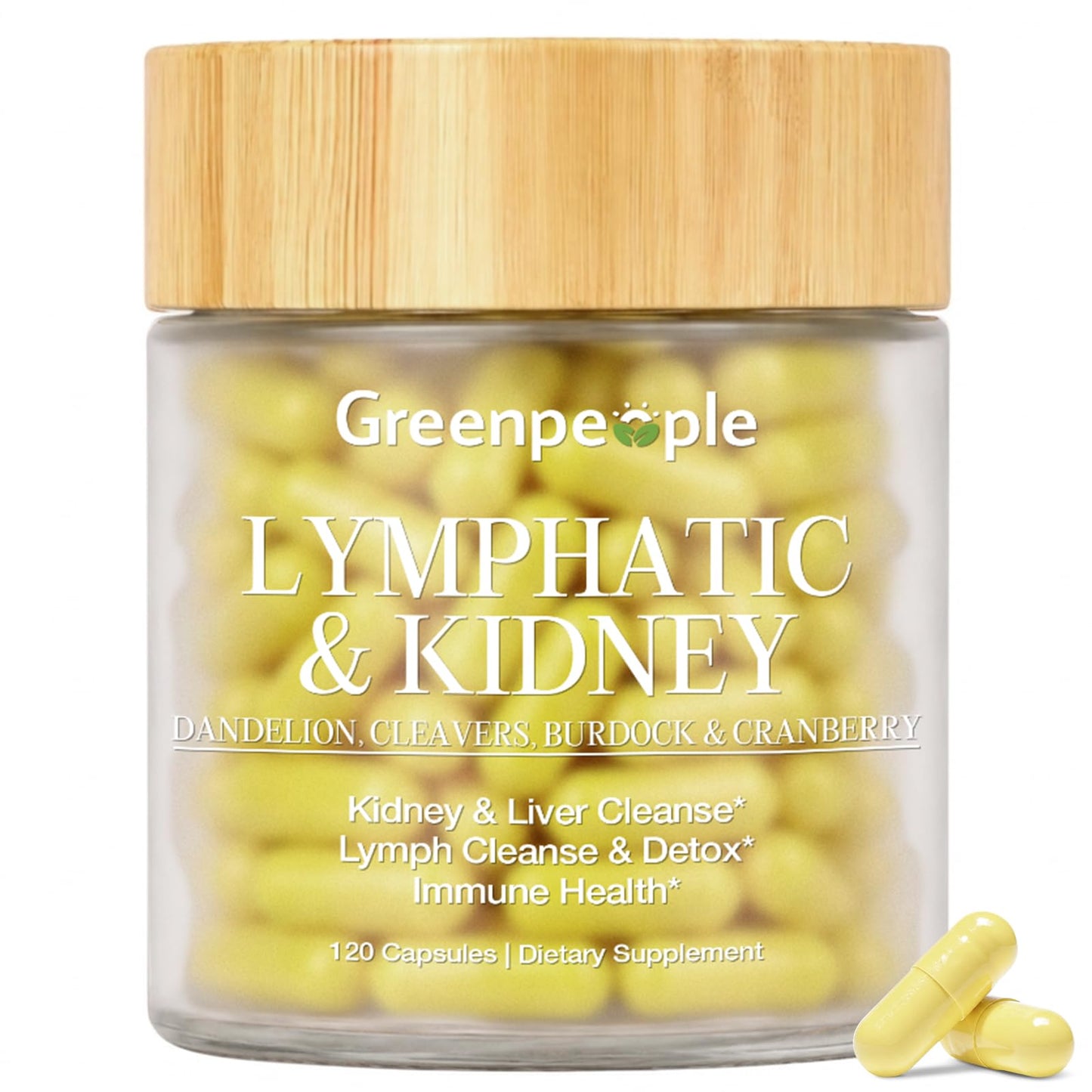 GREENPEOPLE Lymphatic Drainage & Kidney Cleansing Supplements Capsules, 120 Count