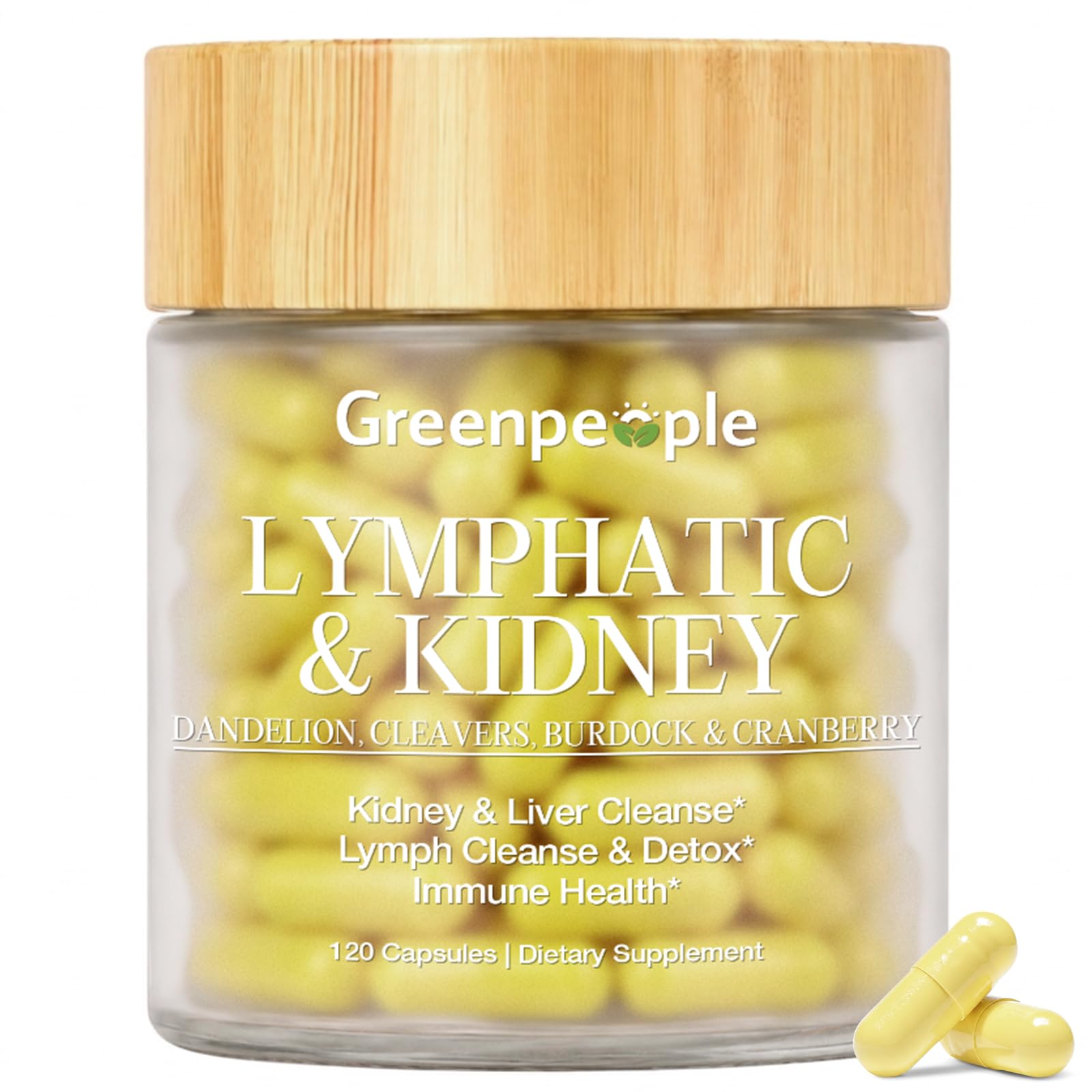 GREENPEOPLE Lymphatic Drainage & Kidney Cleansing Supplements Capsules, 120 Count
