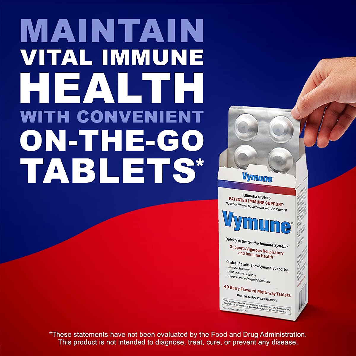 VYMEDIC Vymune Amino-Acid Advanced Immune Support Supplement Meltaway Tablets, 40 Count