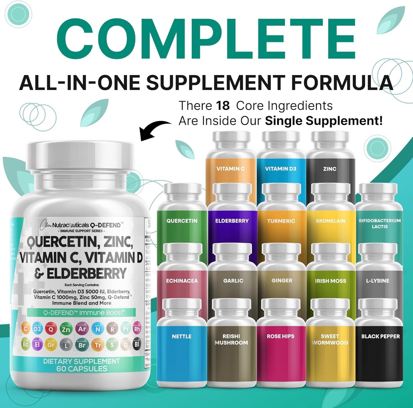 Clean Nutraceuticals Q Defend Quercetin Supplement 120 Capsules