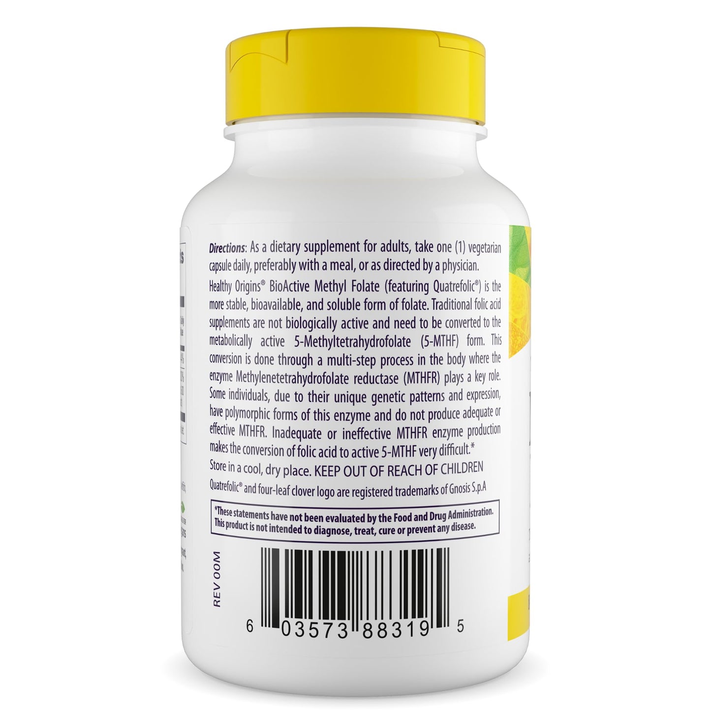 Healthy Origins Methyl Folate 800 mcg Veggie Capsules, 120 Count