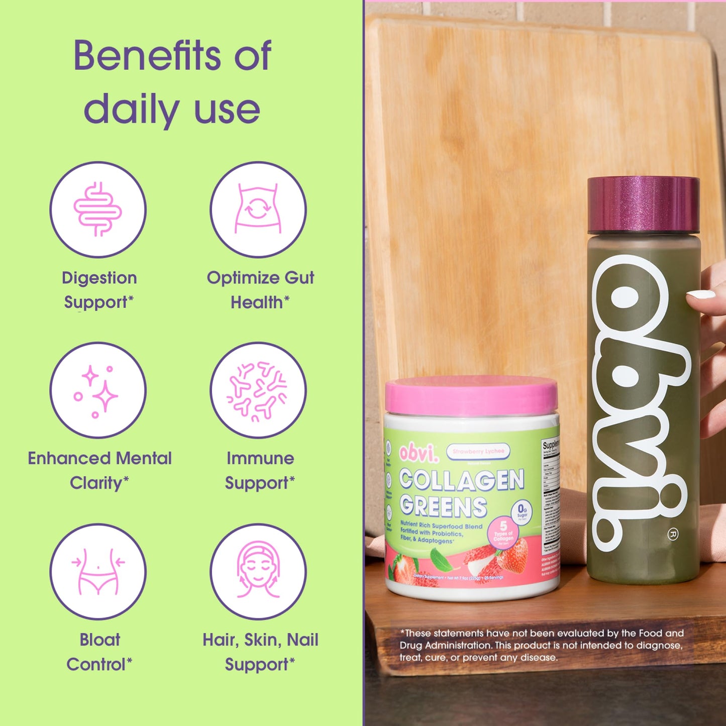 Obvi Collagen Greens Powder 8.9 Ounce (Pack of 1)