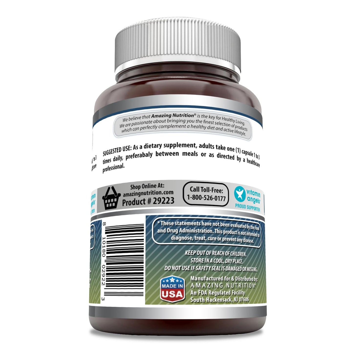 Amazing Nutrition L-Glutamine Amino Acid Supplement 500 mg Capsules 120 Count