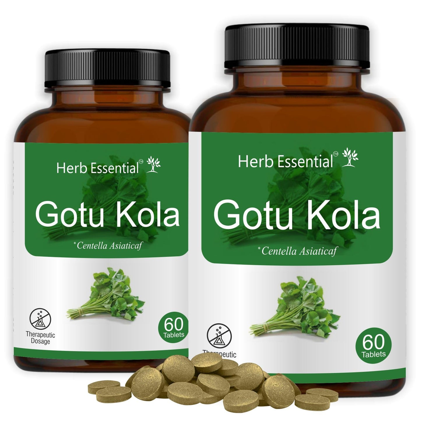 Herb Essential Gotukola Indian Pennywort Centella 500 mg Capsule, 2 Count