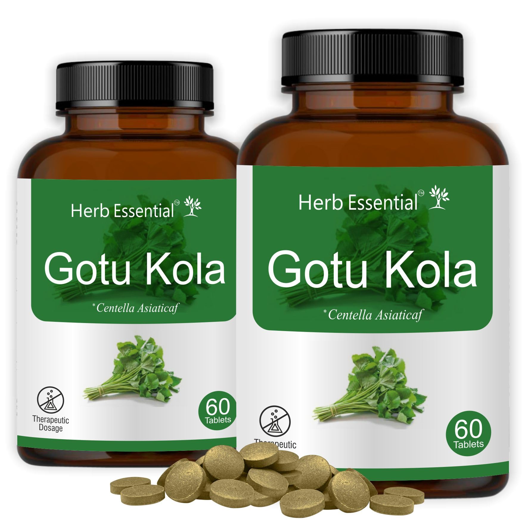 Herb Essential Gotukola Indian Pennywort Centella 500 mg Capsule, 2 Count