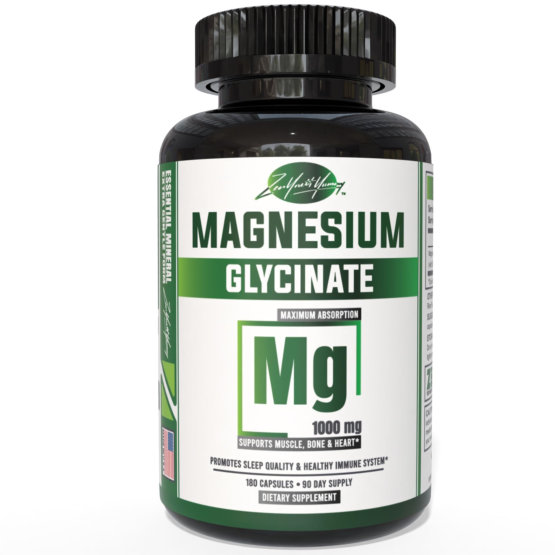 ZYY Magnesium Glycinate Capsules 1000mg Maximum Strength, Chelated for High Absorption, 180 Capsules