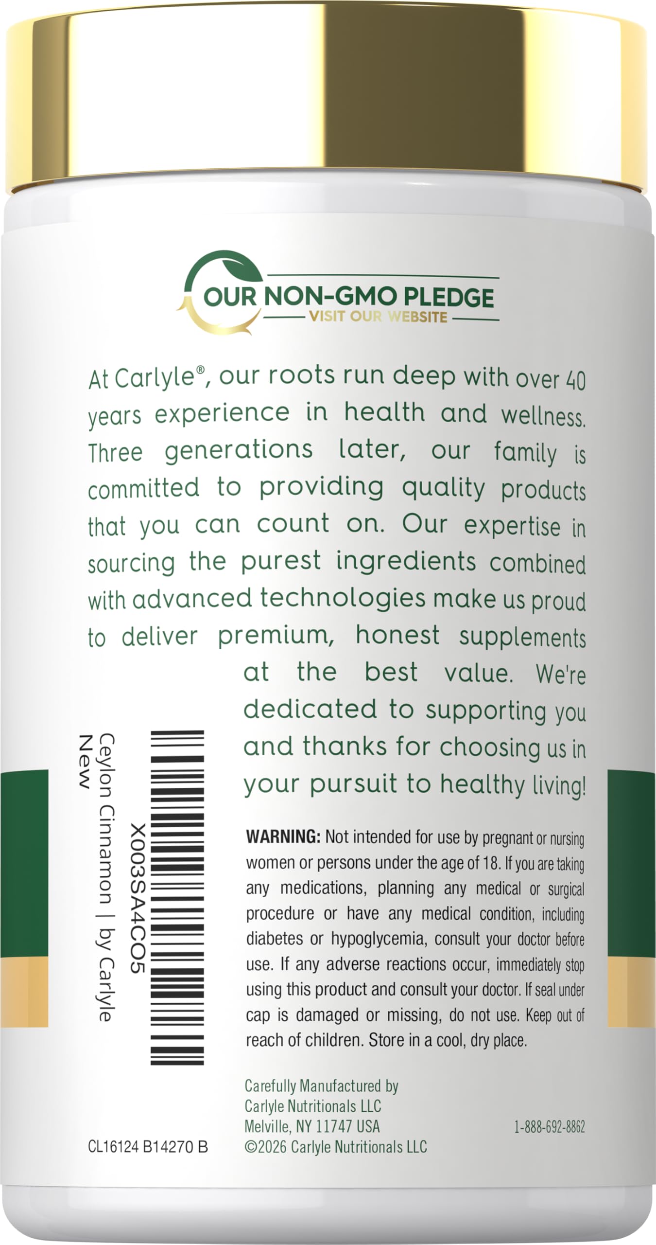 Carlyle Ceylon Cinnamon Capsules 120 Count