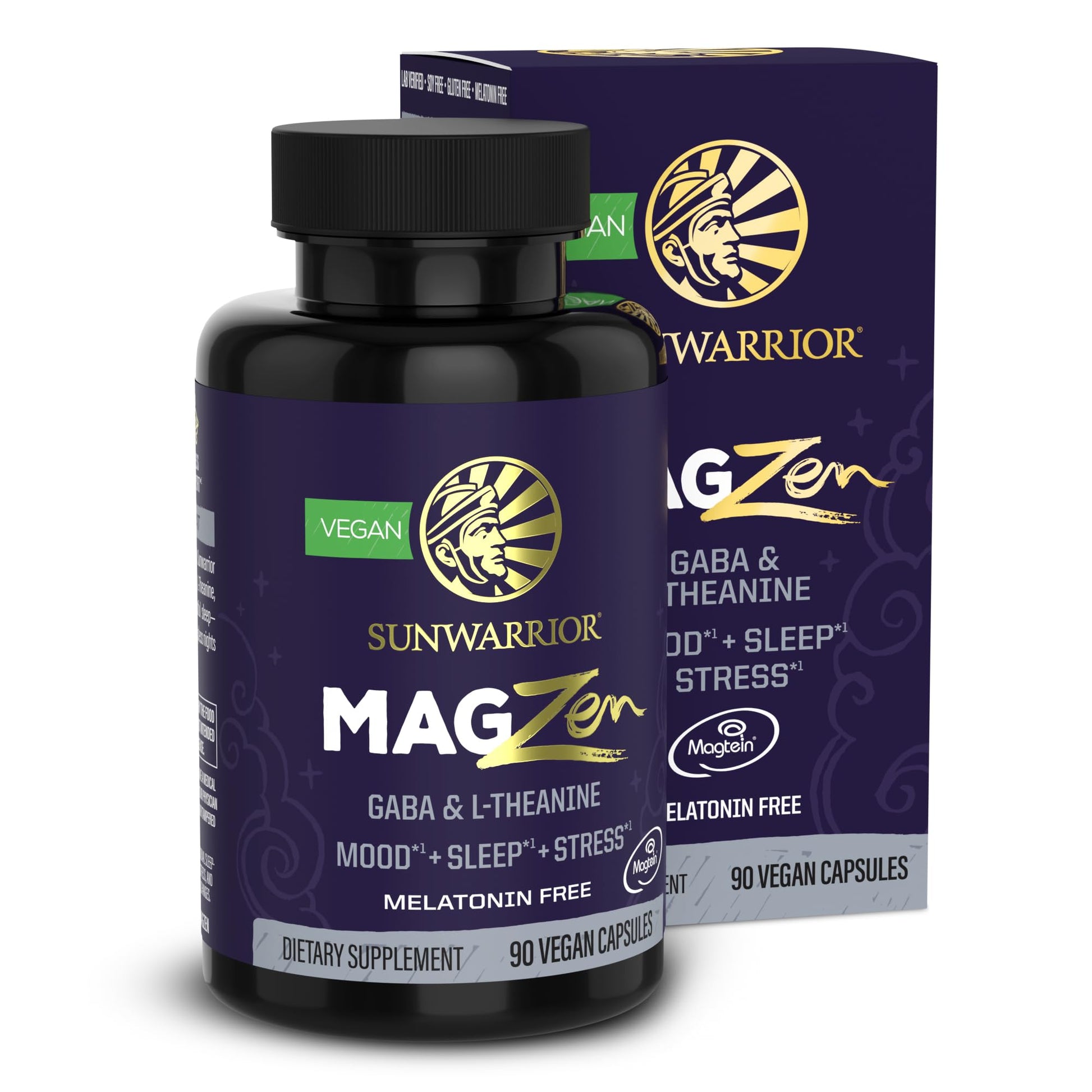 Sunwarrior Magnesium Supplement L-Theanine Capsules 90 Count