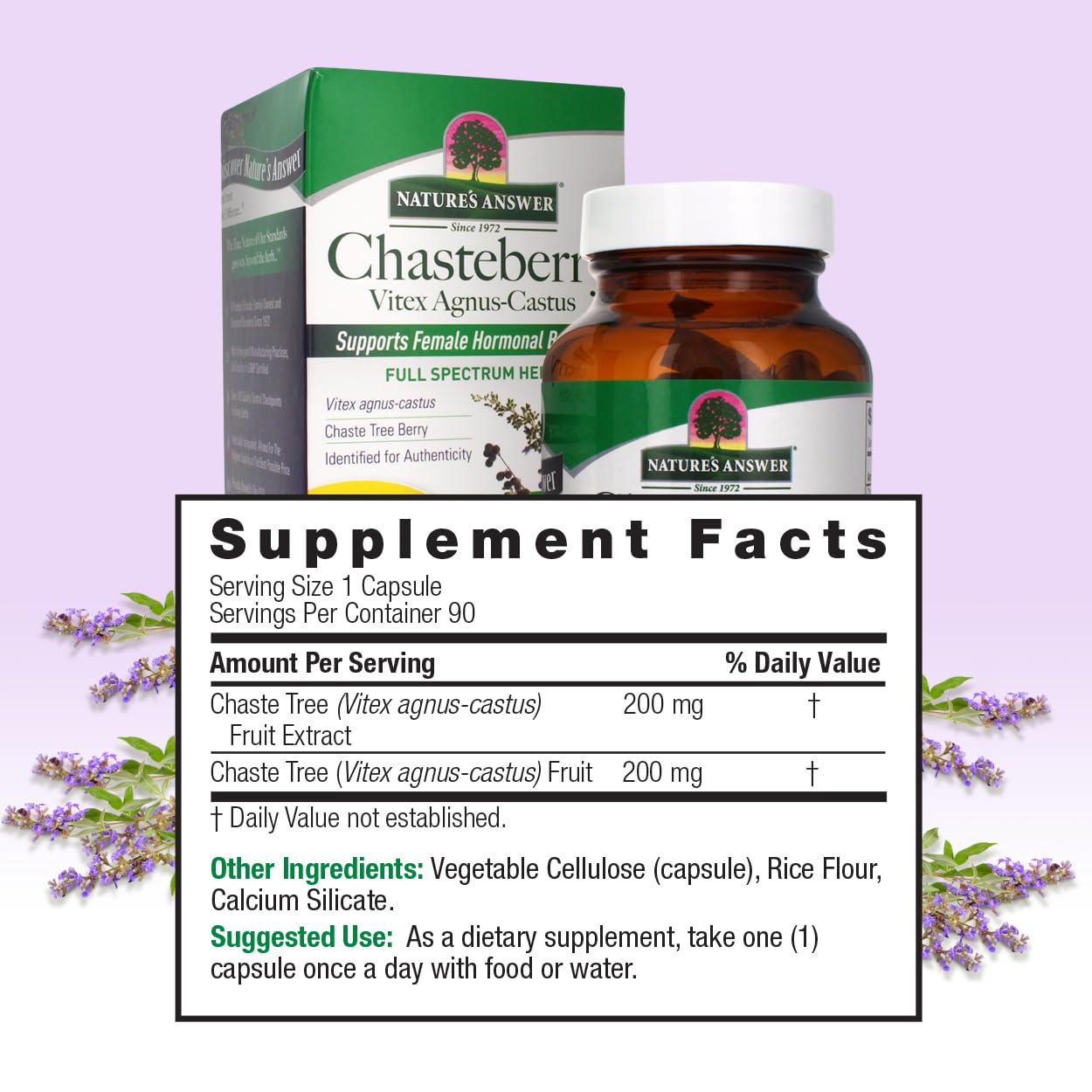Nature's Answer Chasteberry Vitex Agnus Castus 400 mg Capsules 90 Count