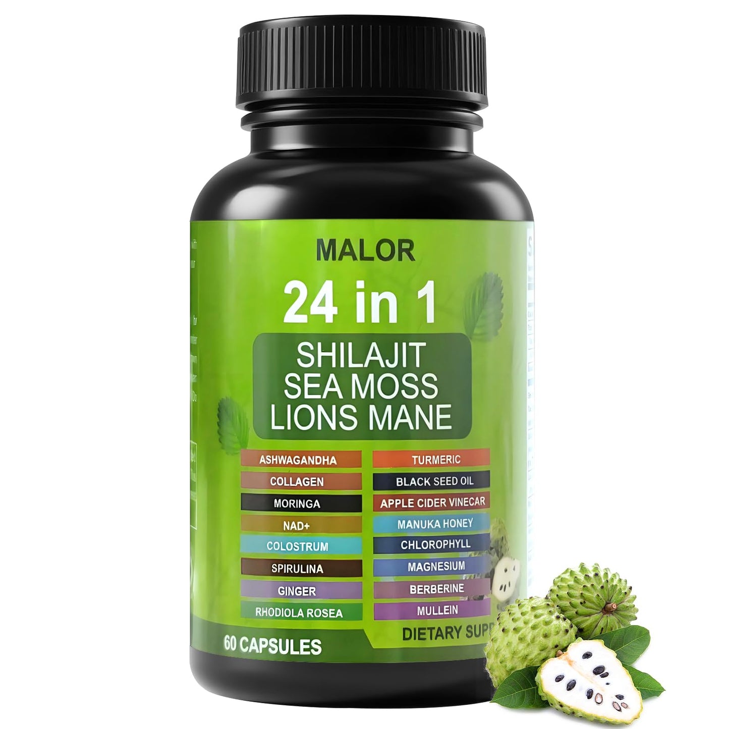 BENIX 24 in 1 Soursop Graviola Capsules, 60 Capsules