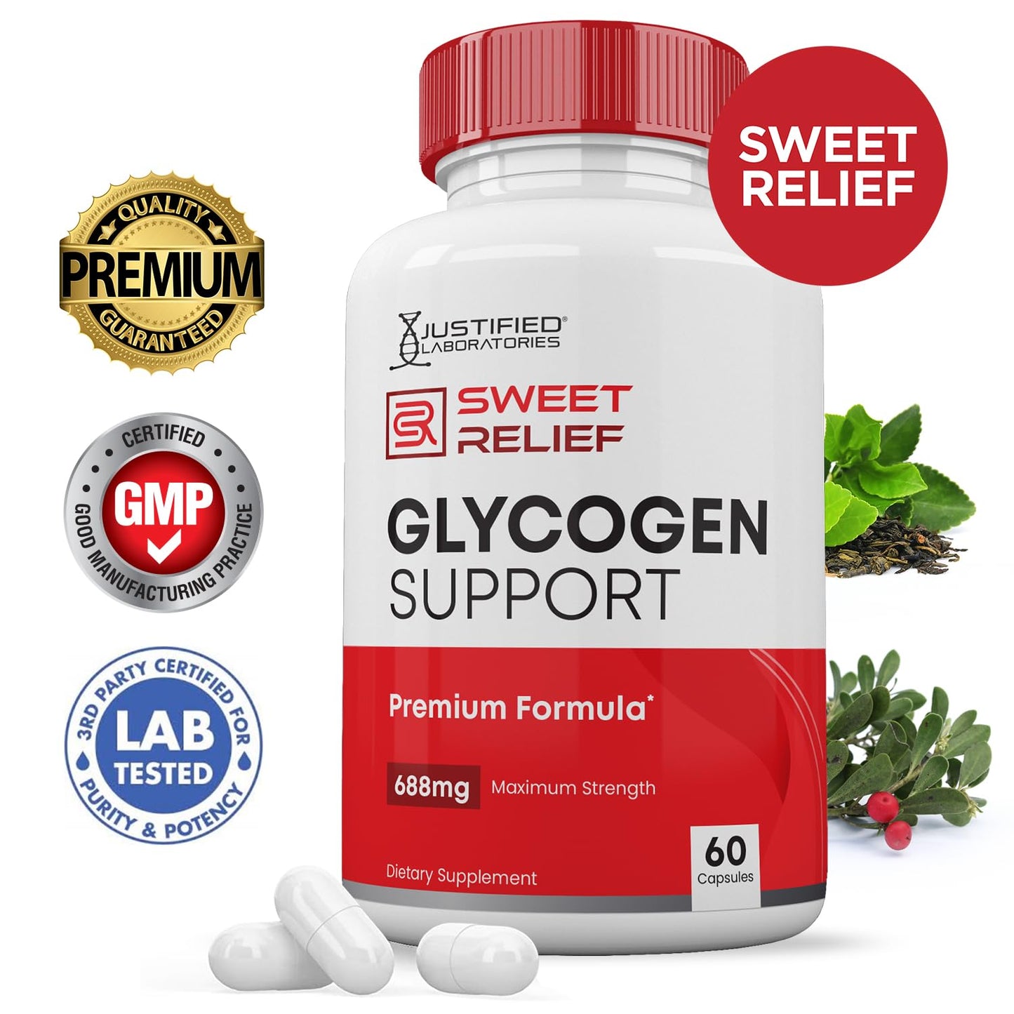 Justified Laboratories Sweet Relief Glycogen Support Capsules 300 Capsules