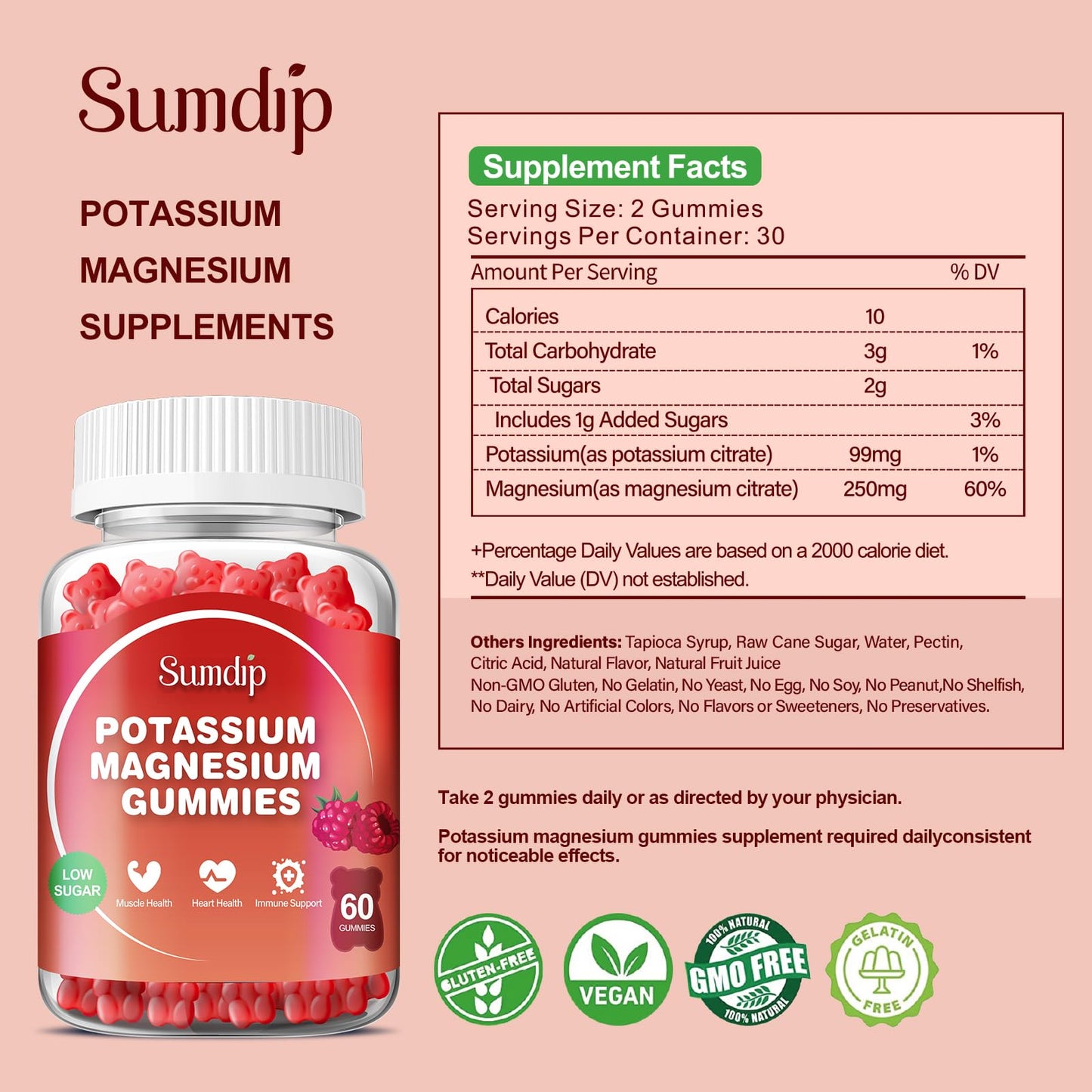 SumDIP Magnesium Potassium Gummies 120 Gummies
