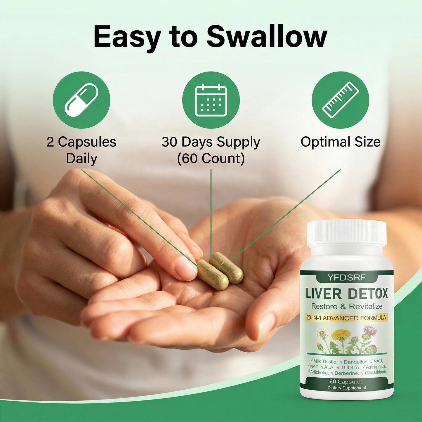 YFDSRF Liver Detox Capsules, 60 Capsules