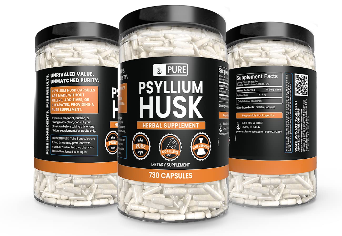 Pure Original Ingredients Psyllium Husk Capsules 730