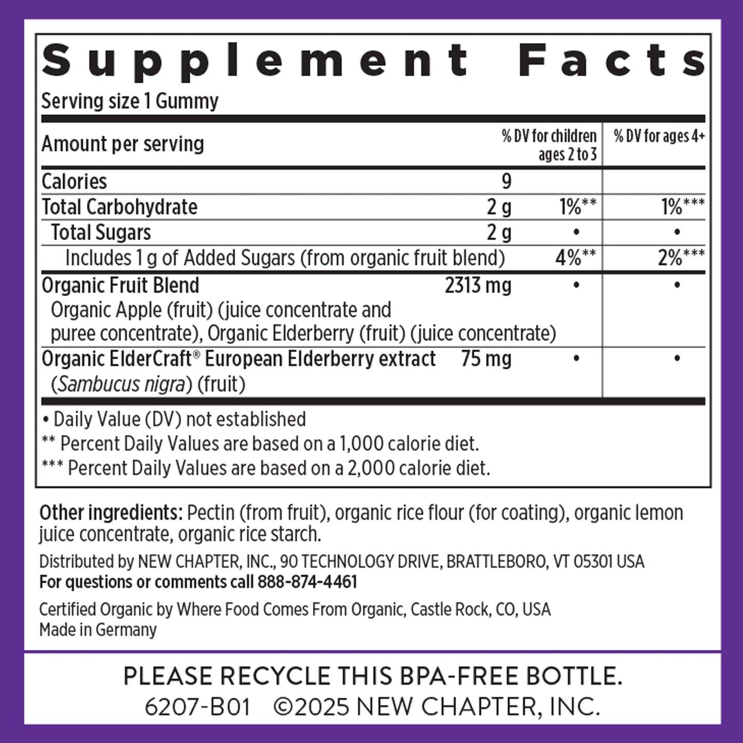 New Chapter Elderberry Gummies for Kids 2+ 30 Gummies