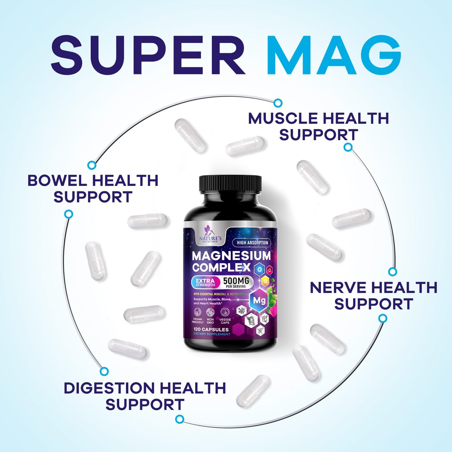 Nature's Nutrition Magnesium Complex Supplement 120 Capsules