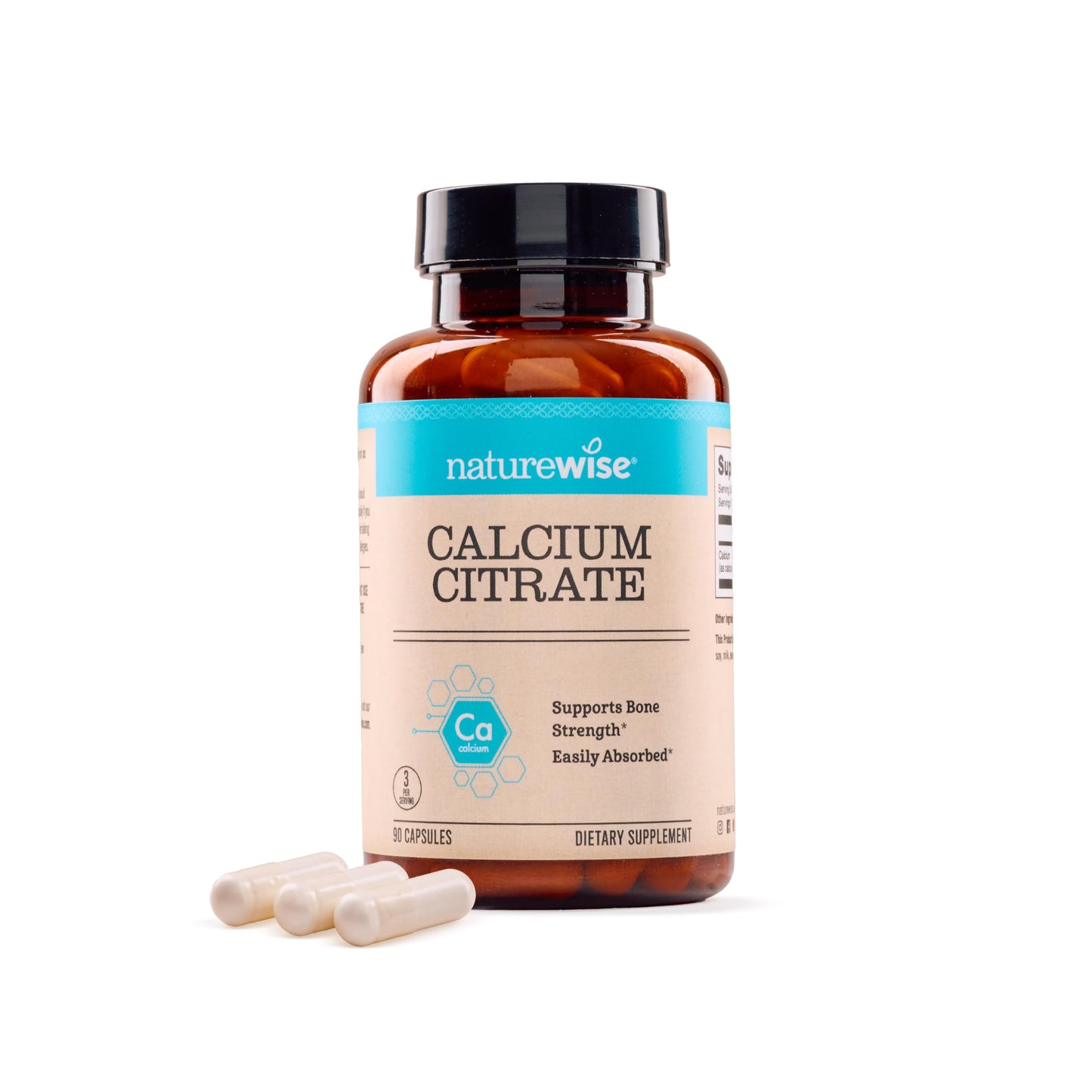 NatureWise Calcium Citrate 500mg Capsules, 90 Count
