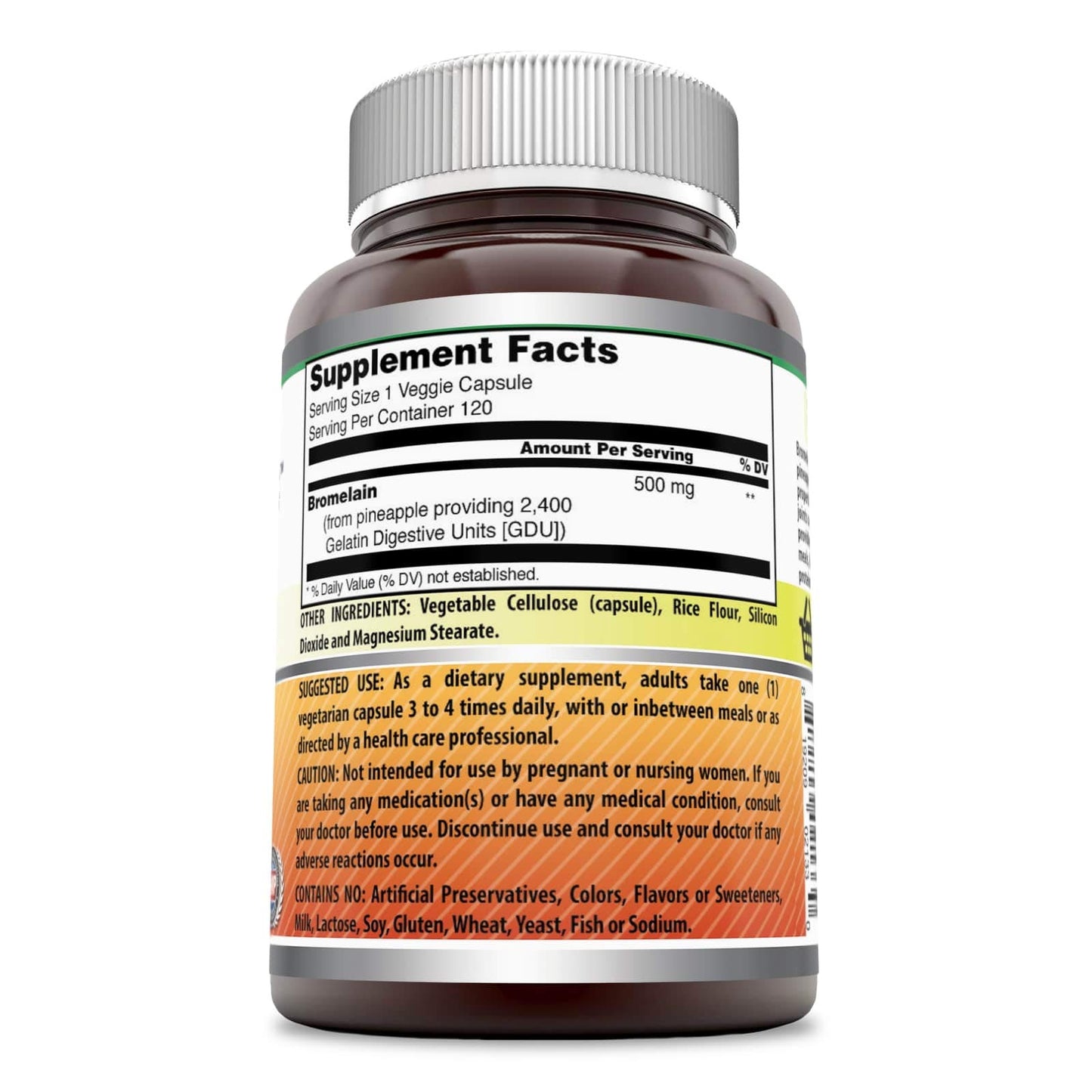 Amazing Nutrition Bromelain Supplement Capsule, 120 Veggie Capsules