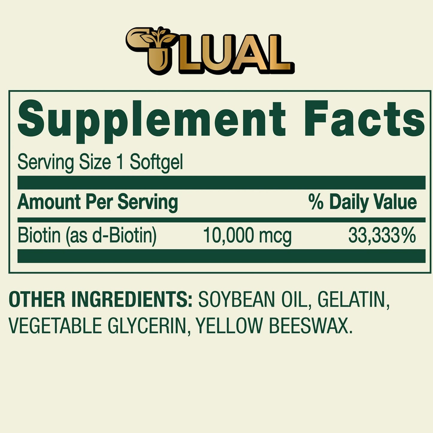 LUAL Biotin Softgels 10,000 mcg, 240 Count