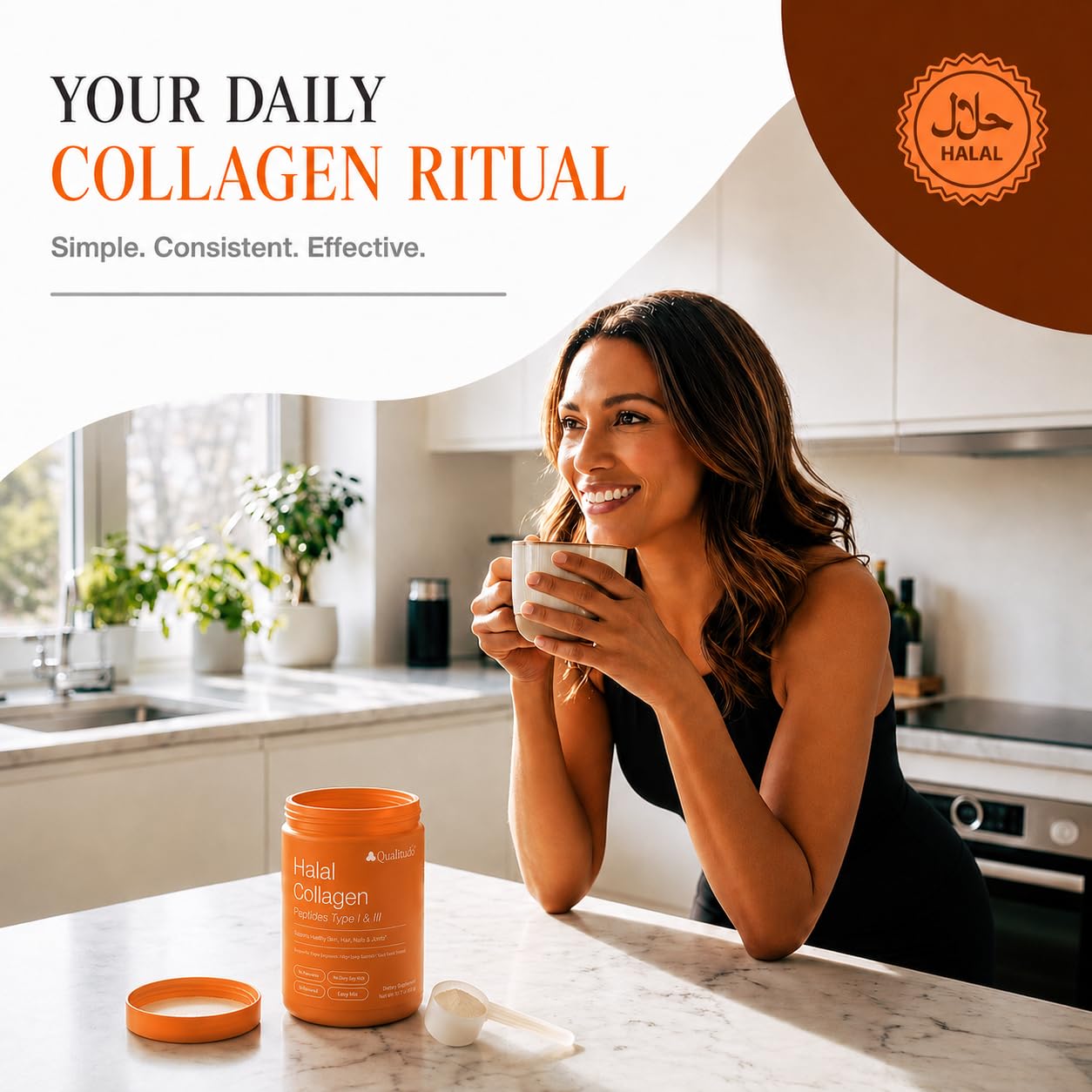 QUALITUDE Collagen Peptides Powder Halal Grass-Fed Bovine Unflavored, 11 oz