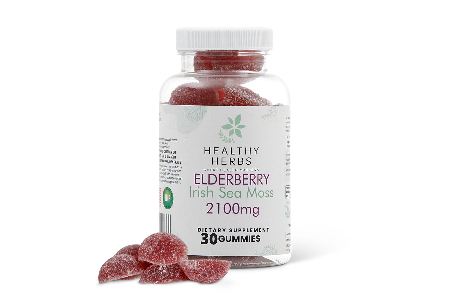 Healthy Herbs Organic Irish Sea Moss Gummies with Elderberry, 30 Gummies