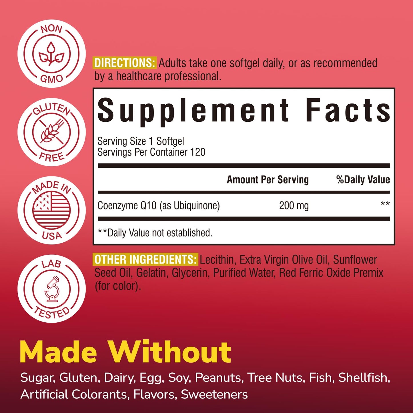 Vitalibre CoQ10 200 mg with Extra Virgin Olive Oil Softgels 120 Count