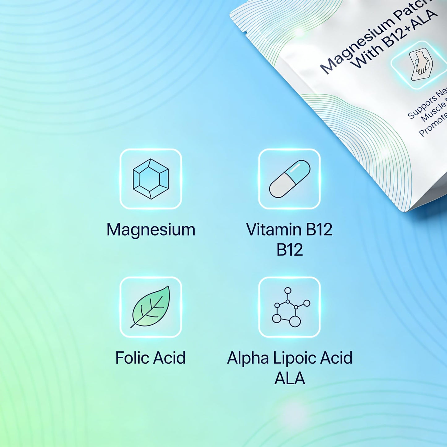 Guliqi Magnesium Patches with B12 + ALA – Supports Nerve Health, Muscle Relaxation & Calm Routine – Tablets, 30 Count