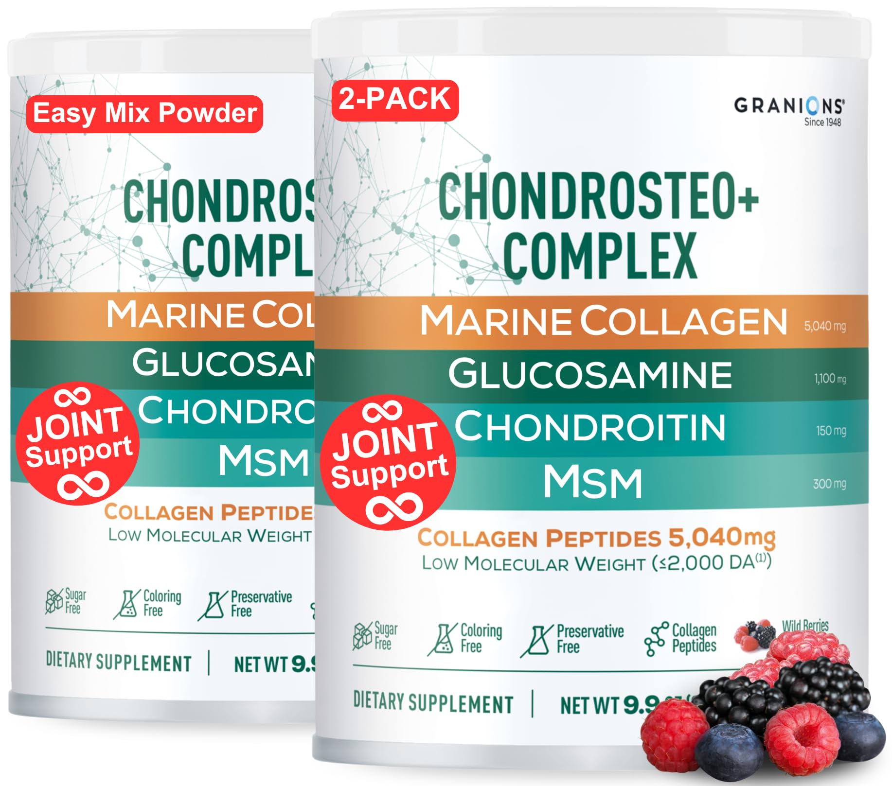 Granions Glucosamine Chondroitin MSM Complex Powder Pack of 2