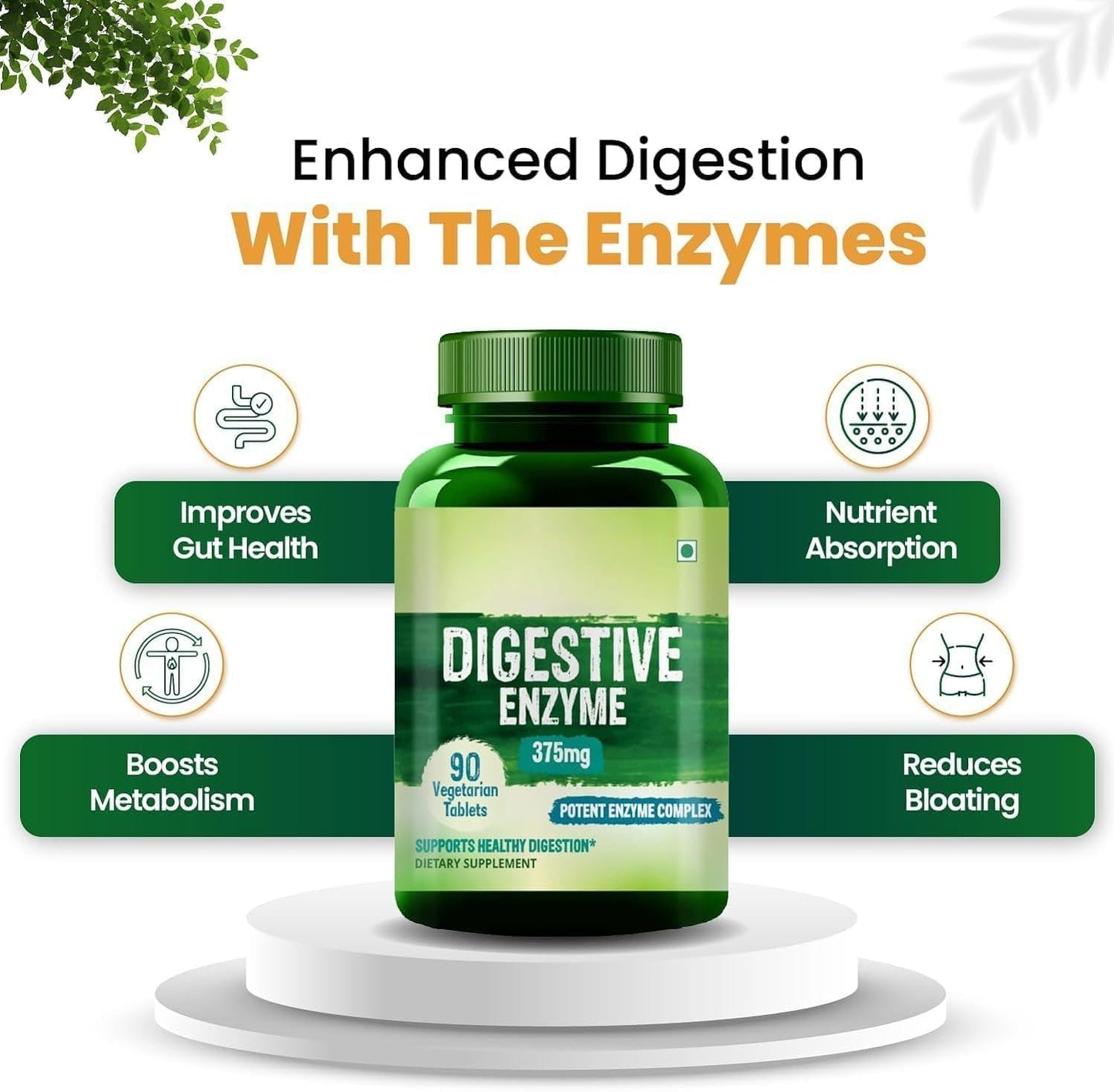 Generic Digestive Enzyme with Bromelain & Papain Supplement, 90 Tablets