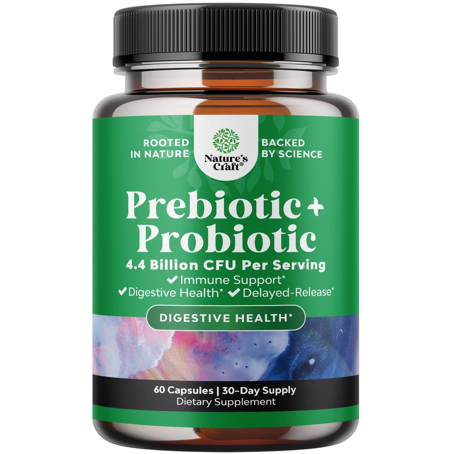 Natures Craft Prebiotics and Probiotics Gut Health Supplement-Super Potent Digestive Health Acidophilus Probiotic Capsules with Men & Womens Probiotics & Prebiotics for Colon Digestive Support and Immunity, 60 Capsules