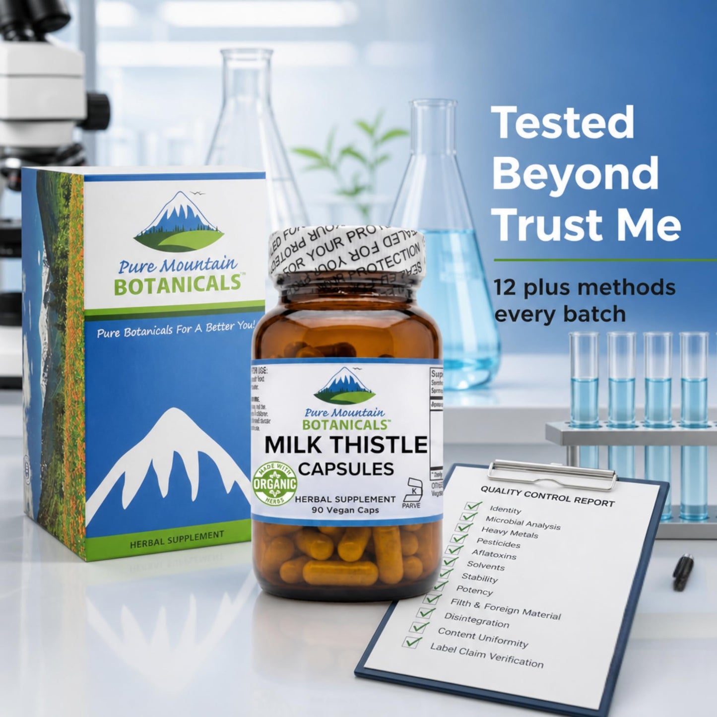 Pure Mountain Botanicals Milk Thistle Supplement Capsules, 90 Count