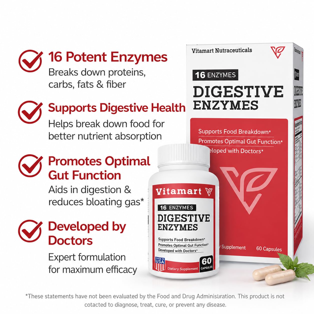 Vitamart Digestive Enzymes for Women & Men 60 Capsules