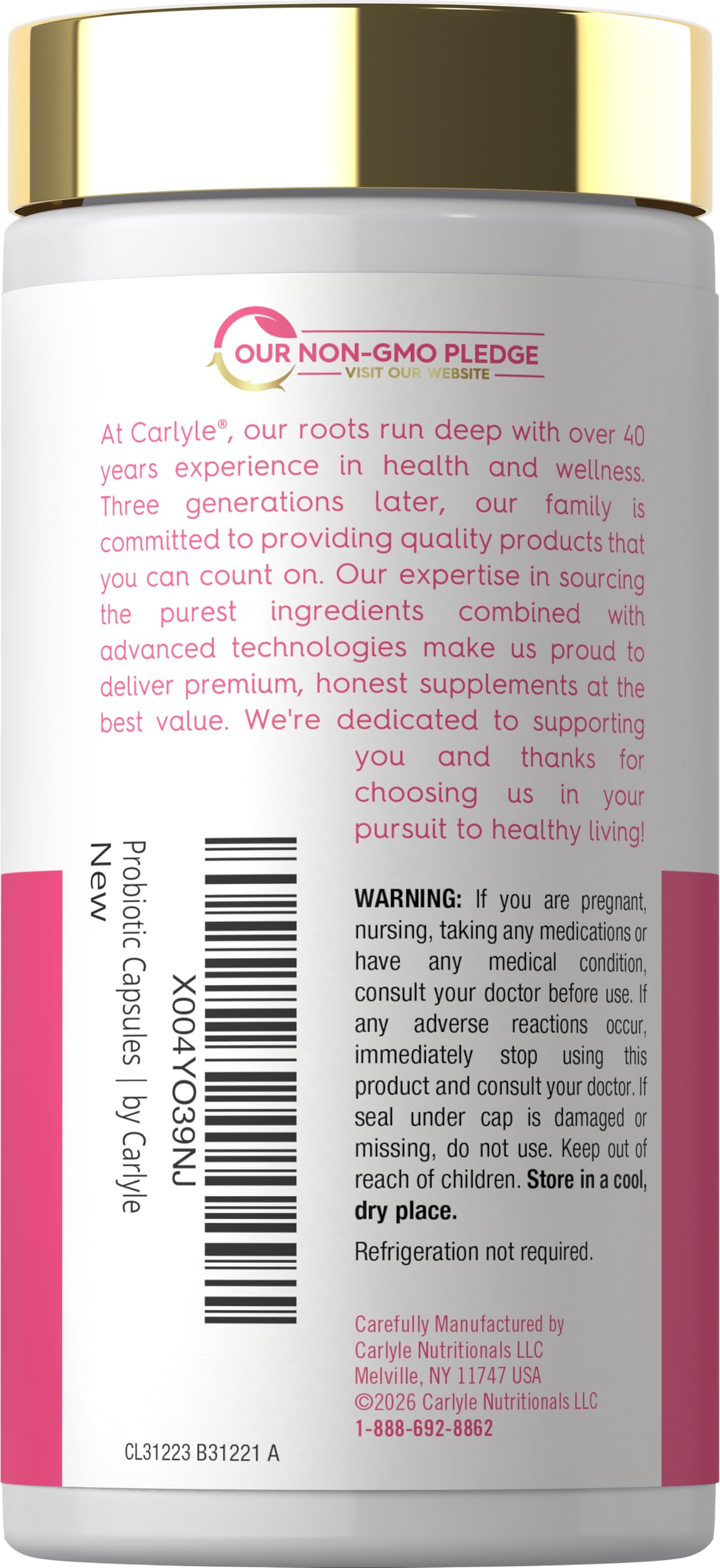 Carlyle Women's 30 Billion CFU Probiotic Capsules, 30 Count