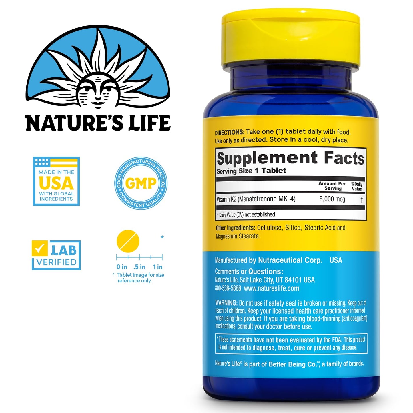 Nature's Life Revitalizing Vitamin K2 60 Tablets