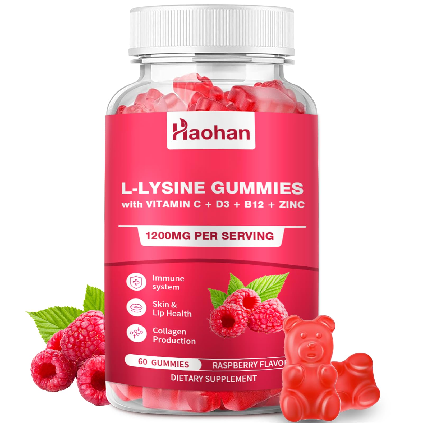 Haohan L-Lysine 1200mg Gummies, 60 Count