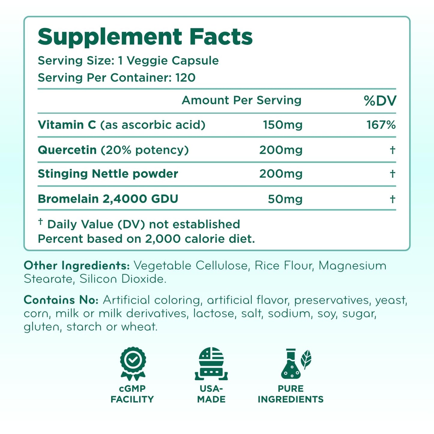 Clear Formulas Histamine Guard Immune Support Supplement 120 Capsules
