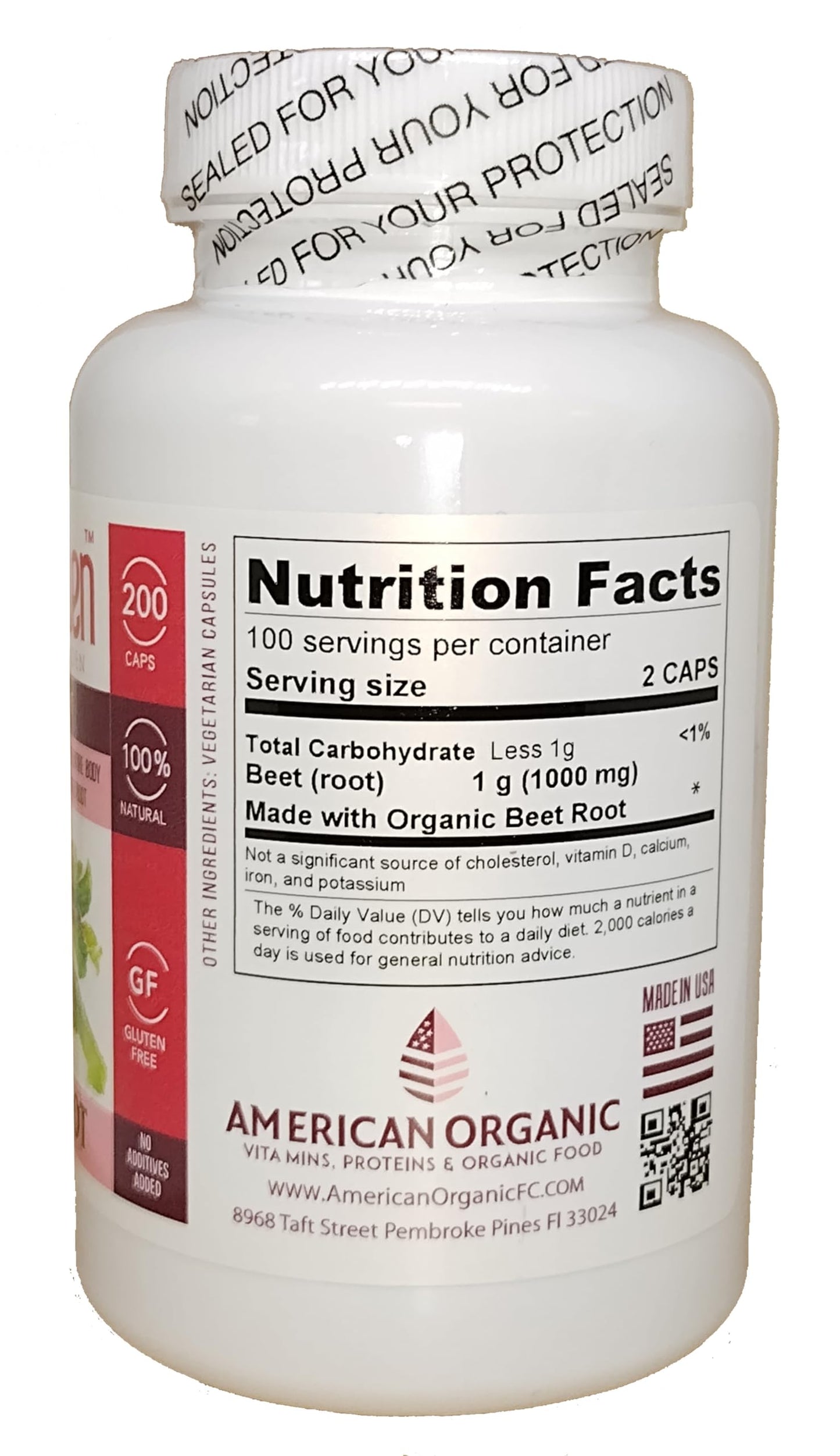 Raw Garden Beet Root Vegetarian Capsules 200 Count