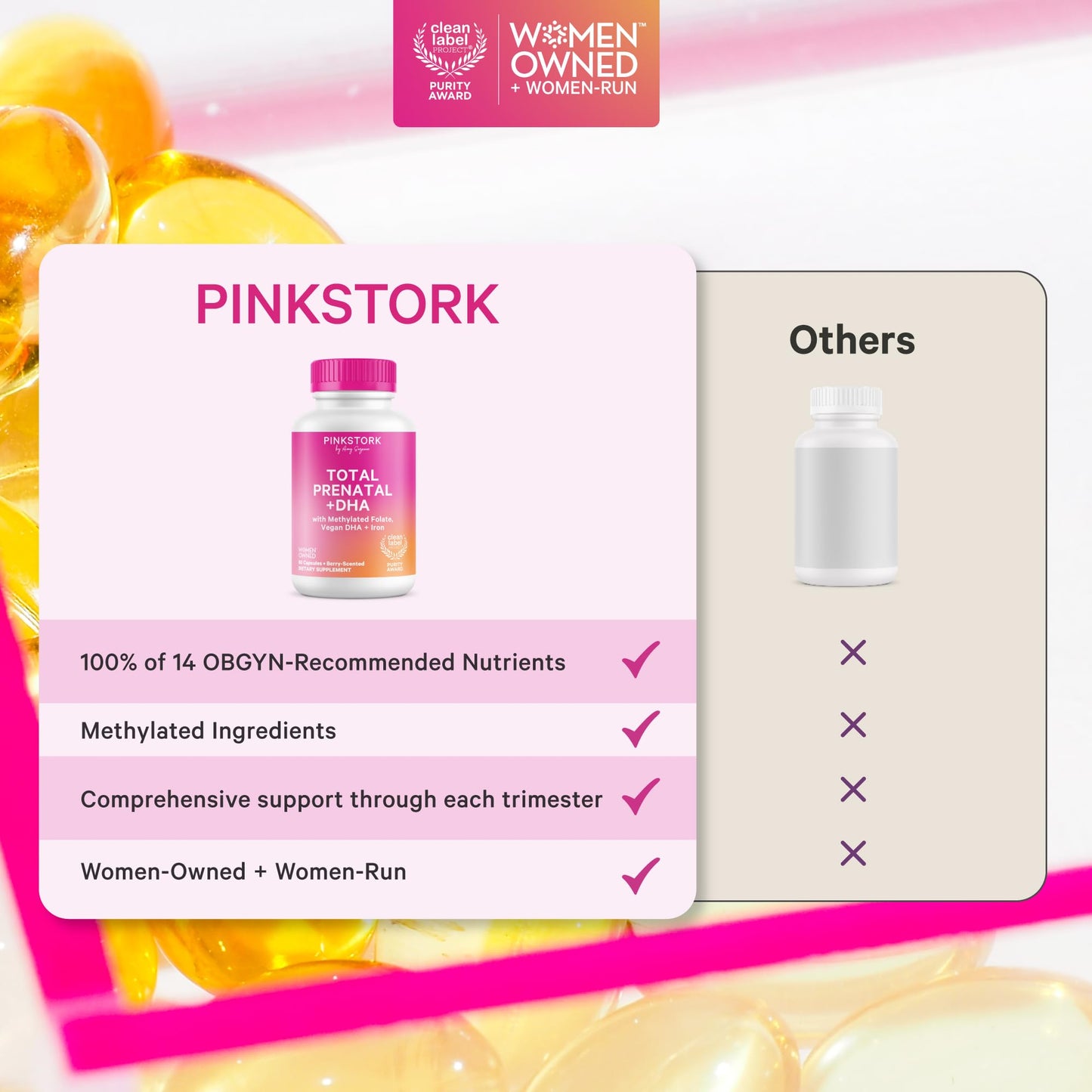 Pink Stork Total Prenatal Vitamins Capsules, 60 Capsules