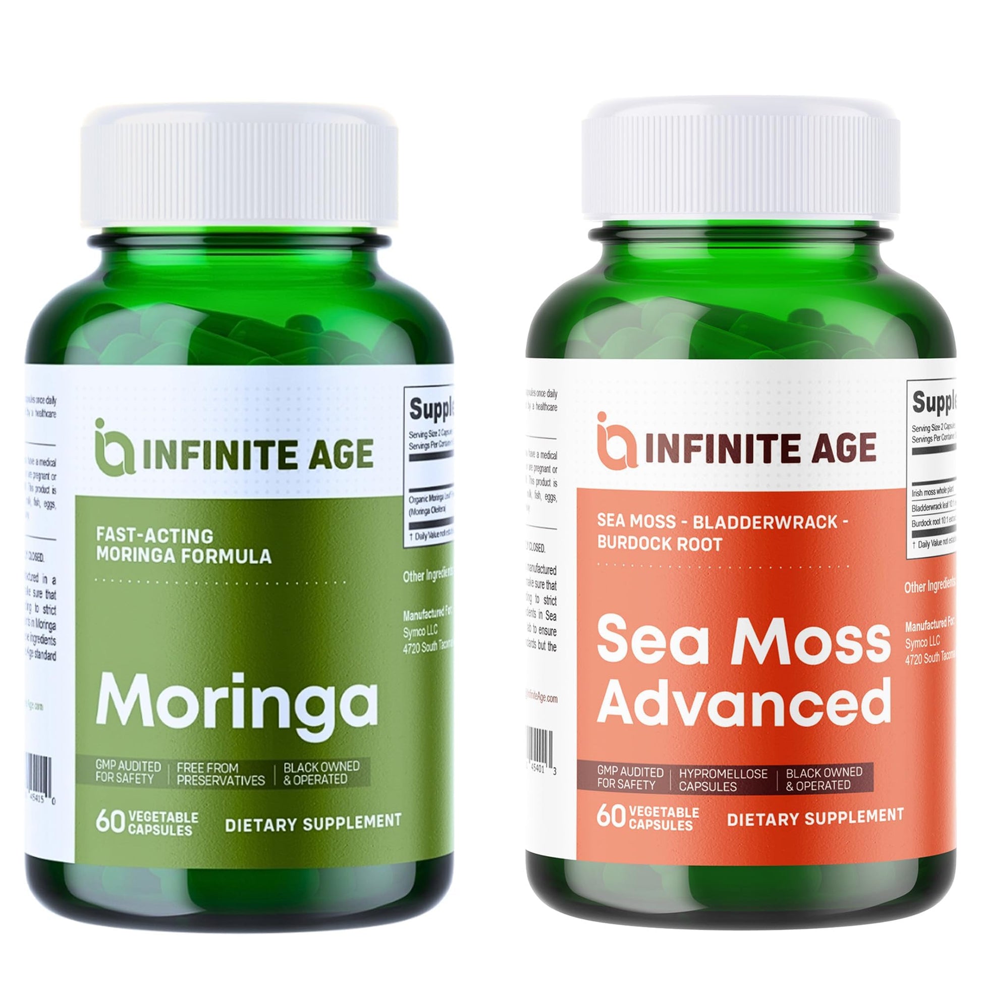 INFINITE AGE Moringa Powder Organic Supplement 1000mg, 120 Capsules