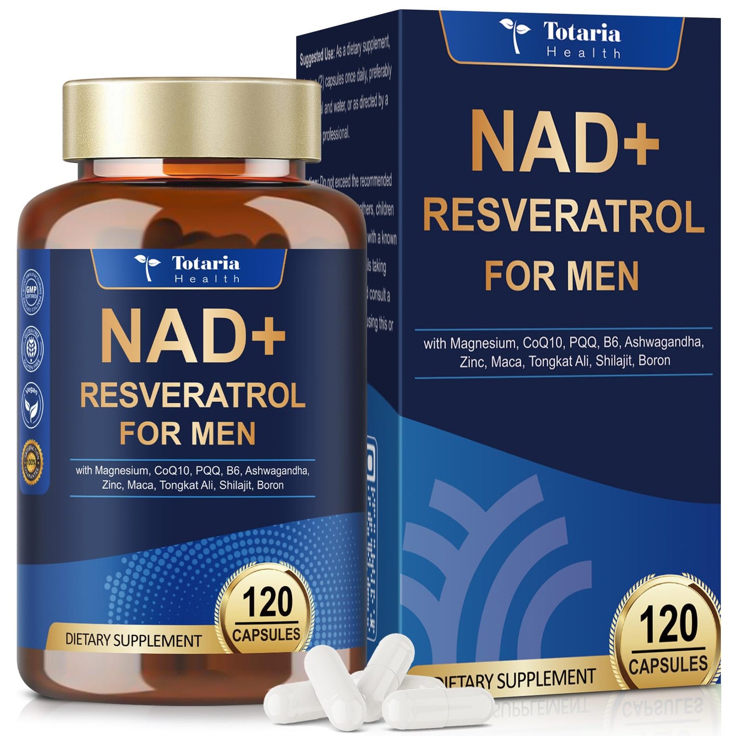 Totaria NAD+ Supplement for Men 120 Capsules