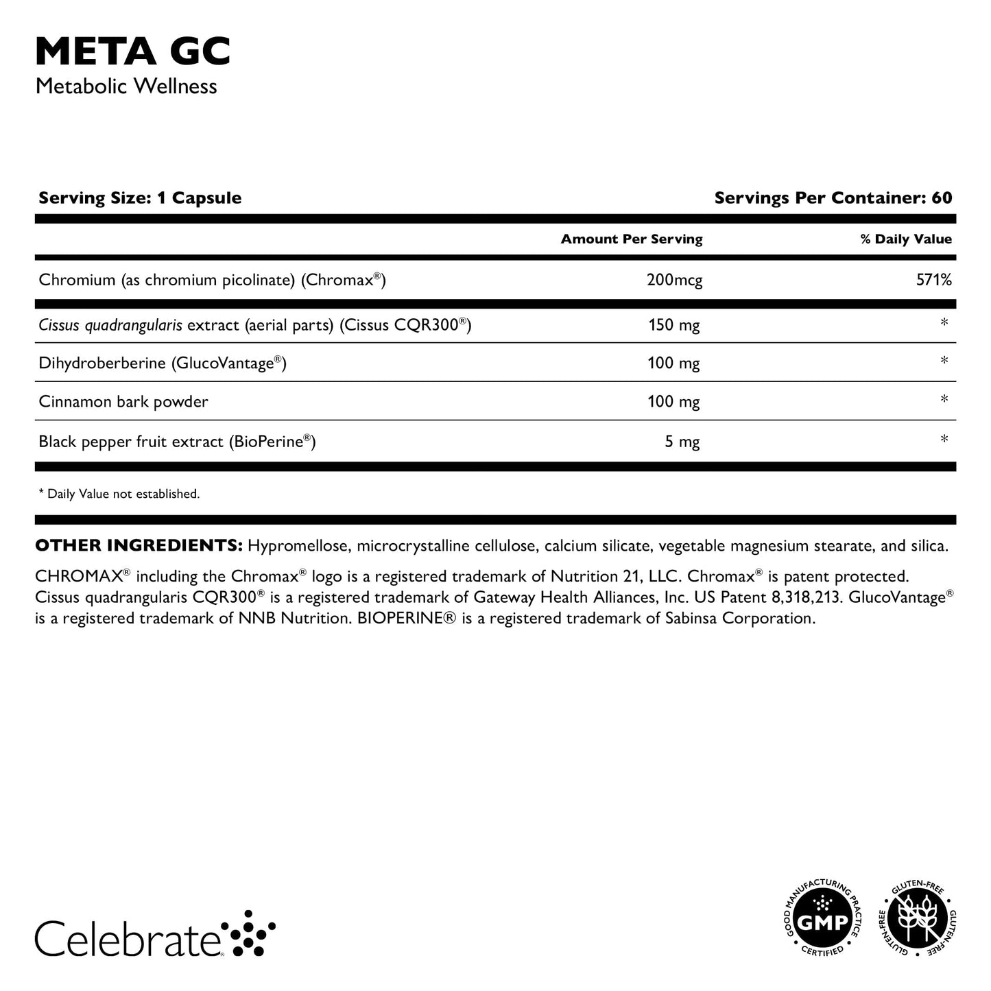 Celebrate Bariatric Supplements META GC Capsules 60 Capsules