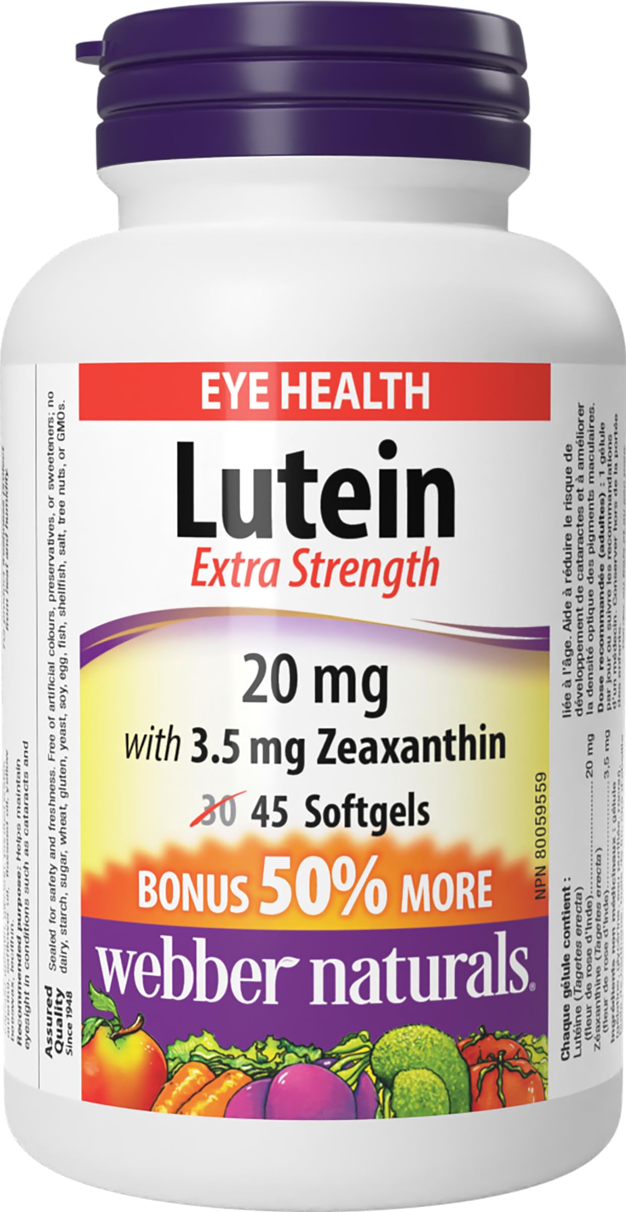 Webber Naturals Lutein with Zeaxanthin Softgel 45 Softgels