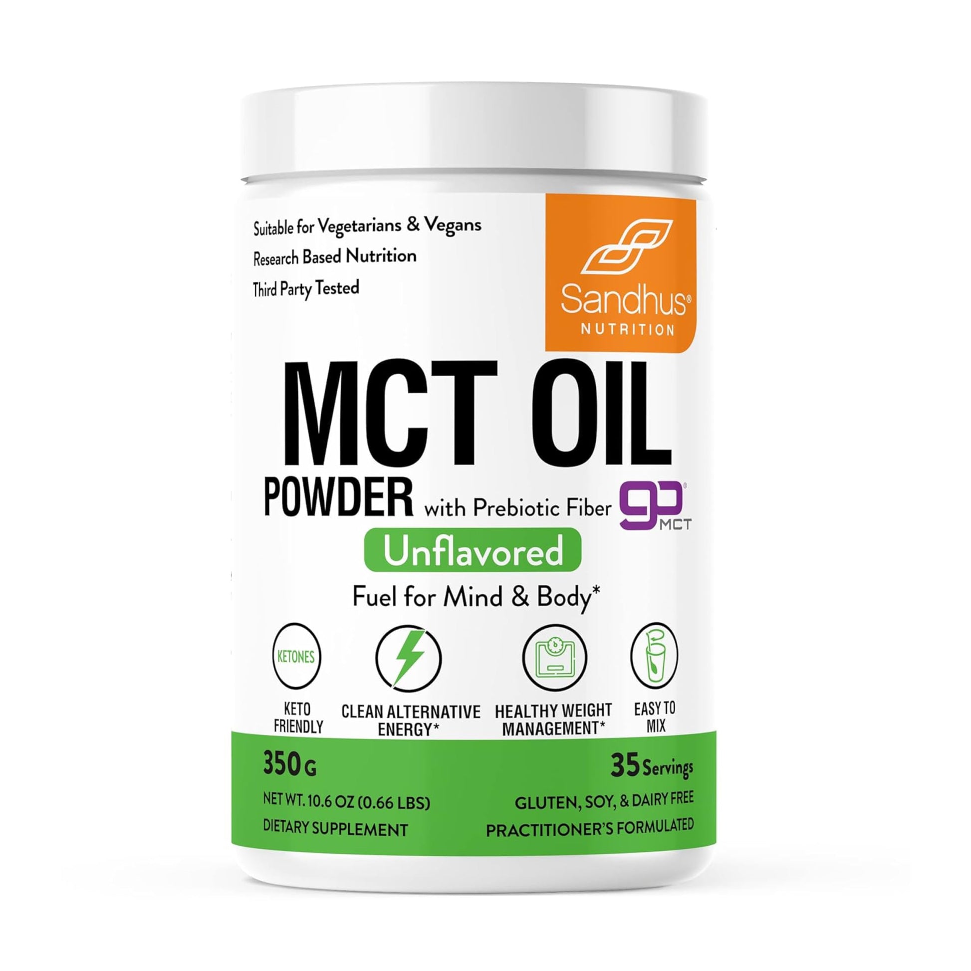 Sandhu's MCT Oil Powder with Prebiotic Fiber, 10.6 oz