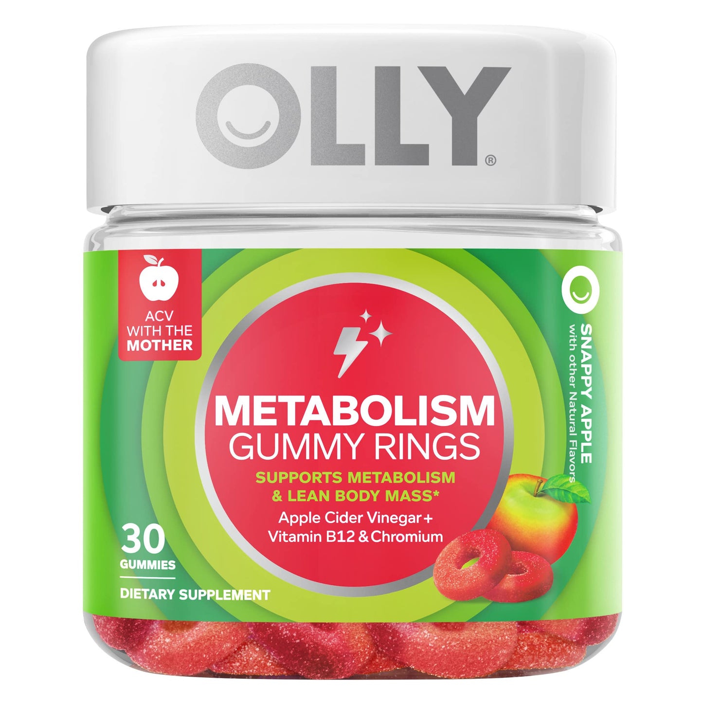 OLLY Metabolism Gummy Rings Gummy 30 Count and OLLY Beat The Bloat Capsules 25 Count