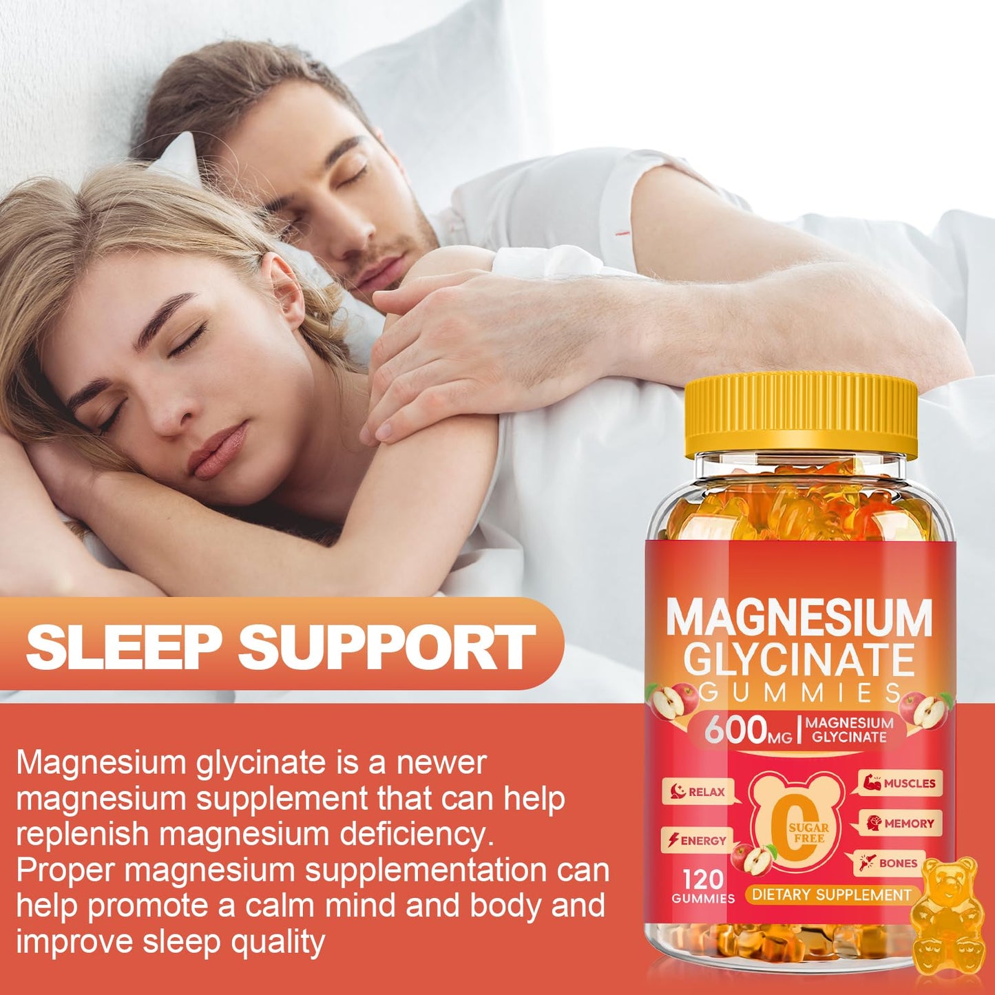 Cytona Magnesium Glycinate Gummies 600mg High Absorption, 120 Count