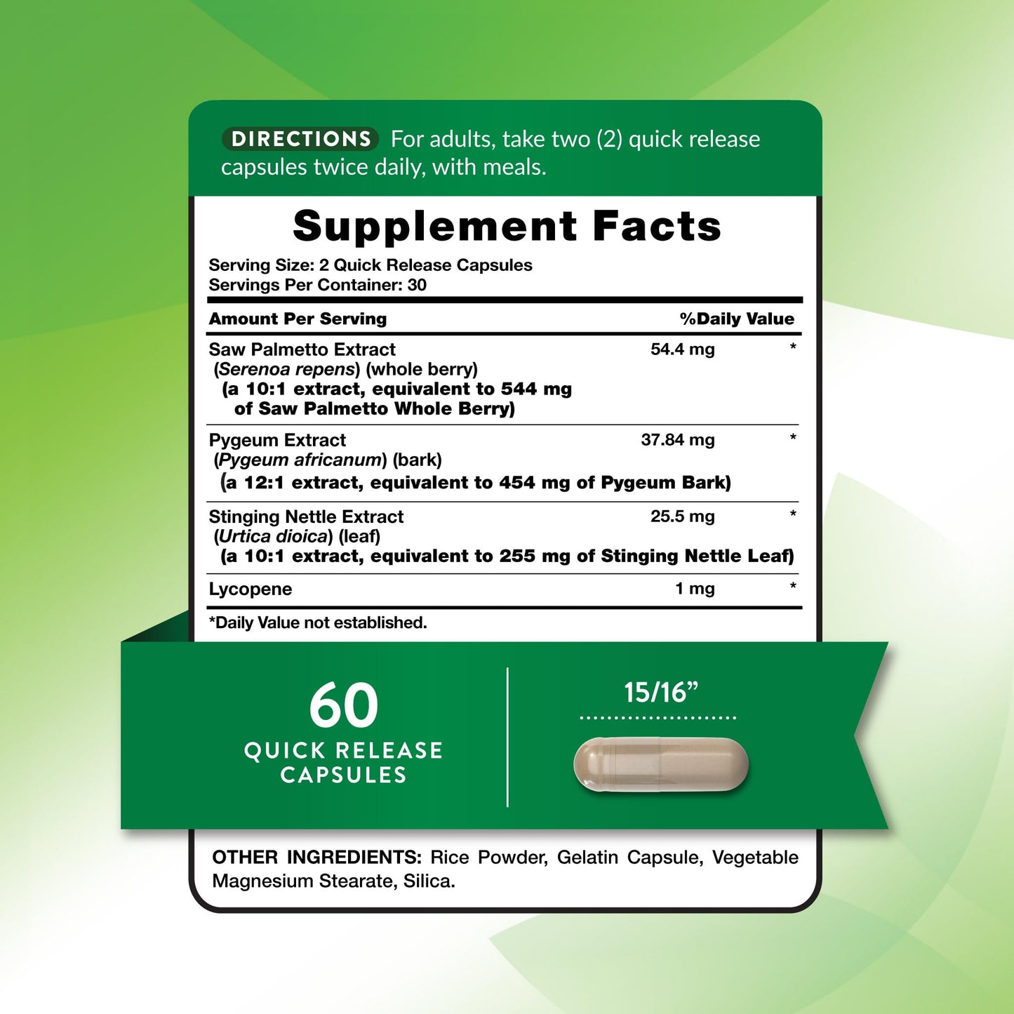 Nature's Truth Prostate Support Supplement for Men with Saw Palmetto, Pygeum, Stinging Nettle, 60 Capsules