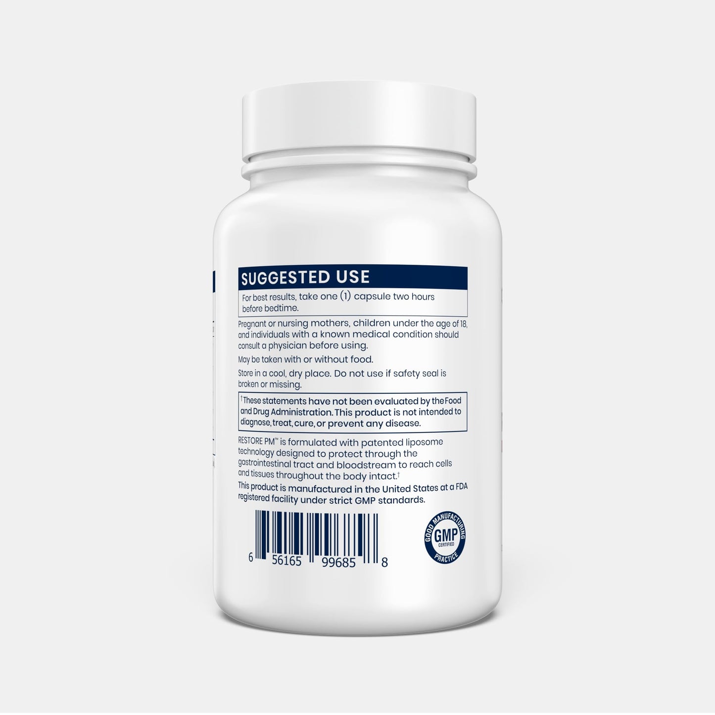 Renue By Science Restore PM Liposomal Melatonin GABA Supplements Capsules 60 Count