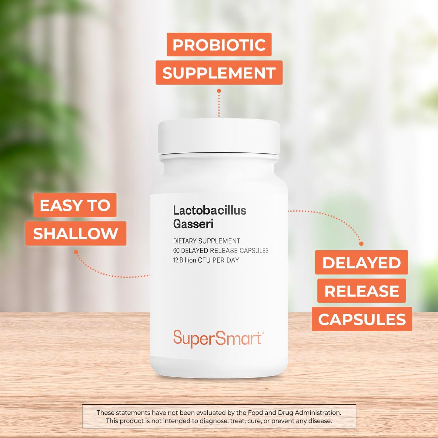 Supersmart Lactobacillus Gasseri 12 Billion CFU per Day Probiotic Supplement Capsule, 60 Count