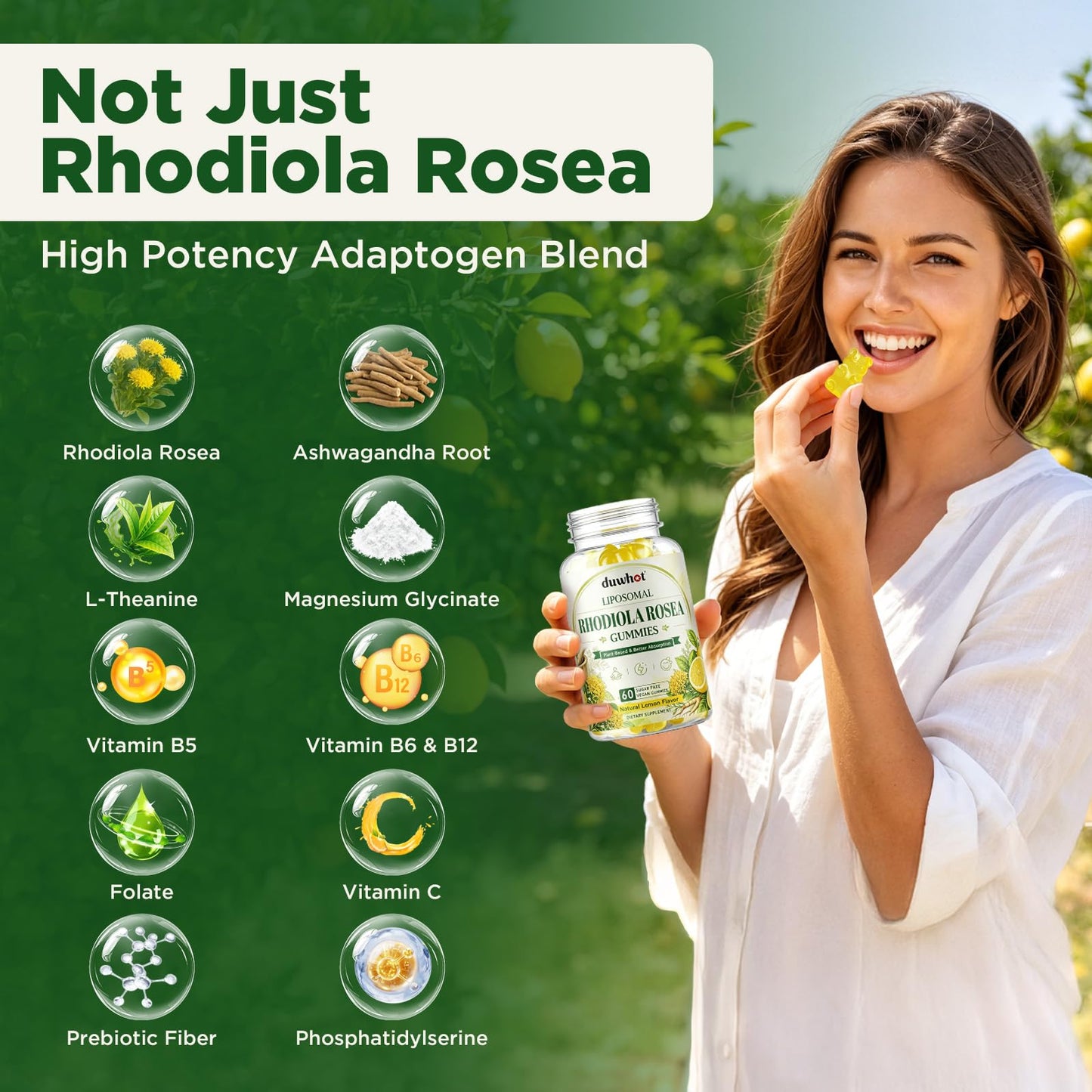 duwhot Liposomal Rhodiola Rosea Gummies 60 Count